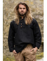 Camicia medievale in cotone spesso modello Anton, nera