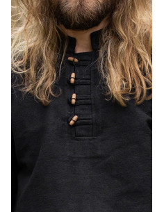 Camicia medievale in cotone spesso modello Anton, nera 2