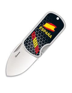 Coltello bandiera spagnola 3D con clip, lama 4 cm