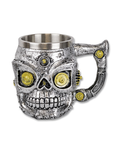 Tazza decorativa con teschio meccanizzato SteamPunk