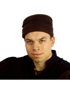 Cappello medievale Egon, in feltro di lana marrone