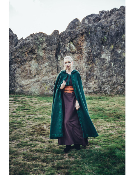 Mantella medievale in lana con ricami...