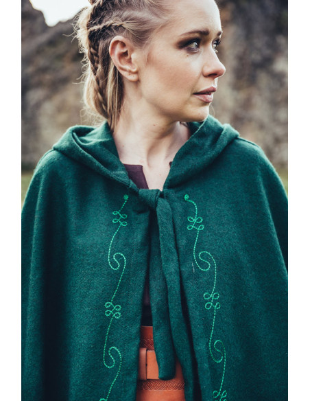 Mantella medievale in lana con ricami...