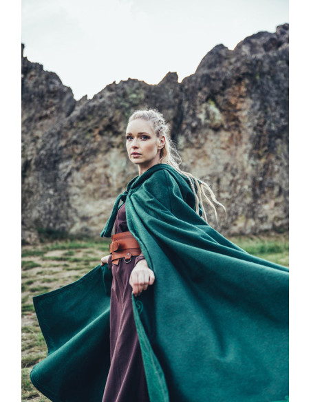 Mantella medievale in lana con ricami...