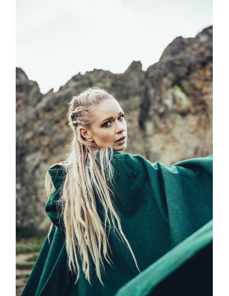 Mantella medievale in lana con ricami...