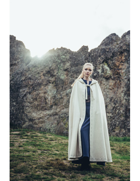 Mantella medievale in lana bianca...