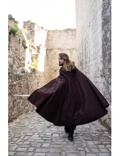 Mantella medievale in lana modello Tjark, colore marrone 2