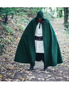Mantello medievale lungo modello Raik, verde 160 cm.