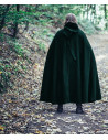 Lungo mantello medievale con chiusura a fibbia, modello Lorenz, verde 160 cm.