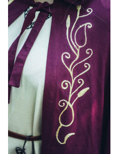 Mantello medievale con ricamo modello Lyra, colore rosso 2