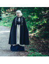 Mantella medievale con ricamo modello Lyra, colore nero