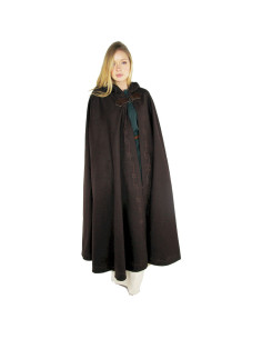 Mantella medievale con ricami e spilla Gesa, colore marrone 2