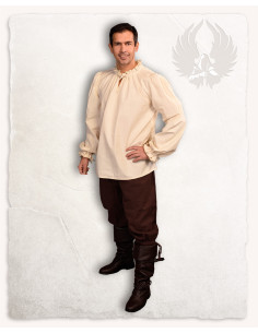 Camicia medievale a maniche lunghe Bastian color crema