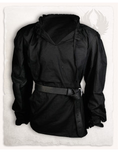 Camicia medievale a maniche lunghe Bastian in nero