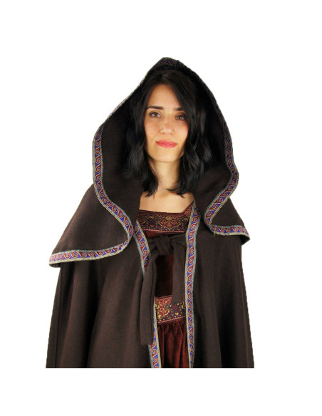 Mantella medievale in lana marrone...