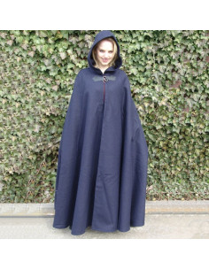 Mantella lunga medievale in lana modello Hero, colore blu