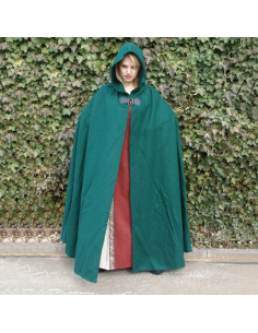 Mantella lunga medievale in lana modello Hero, colore verde