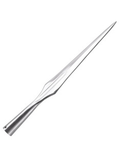 Punta di lancia medievale lunga con scanalature,...