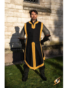 Tabardo medievale Clemente bicolore, nero epico - giallo...