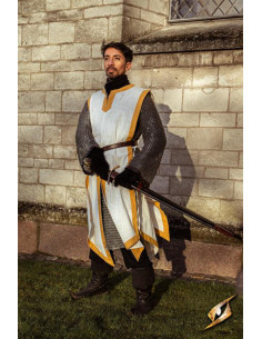 Tabardo medievale Clemente bicolore, bianco avorio -...