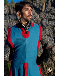 Tabardo medievale Clemente bicolore, blu mistico - rosso... 2