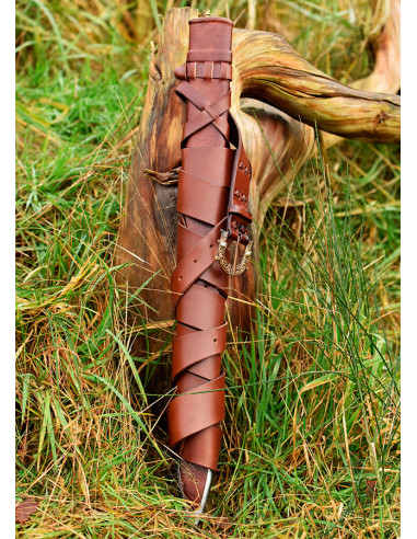 Fodero e cintura per pomo di spada vichinga 3 lobi per esercitazioni, versione corta