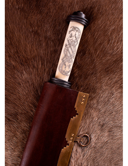 Lungo mare vichingo con elsa in osso,...