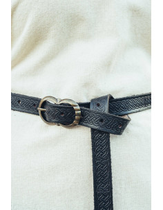 Cintura lunga Celta in pelle modello Merle, colore nero