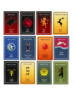 Set completo di 12 stendardi delle case di Game of Thrones