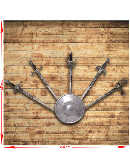 Panoplia (2) con cinque spade...