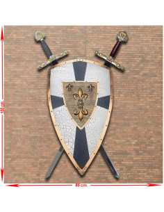 Panoplia di Carlo Magno, re dei Franchi, con scudo e spade