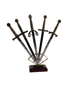 Set di 5 tagliacarte storici medievali con supporto,...