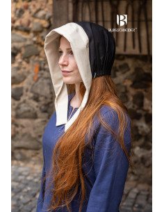 Cappellino Bonnet medievale da donna Dagmar, nero-naturale