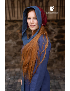 Cappellino Bonnet medievale da donna Dagmar, bordeaux-blu