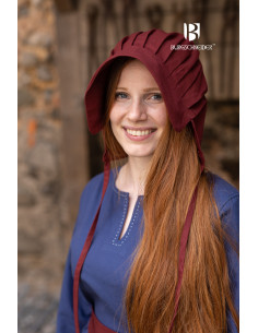 Cappello da donna Bonnet medievale Emma, colore Bordeaux