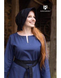 Cappellino medievale da donna con cuffia Helga, colore nero