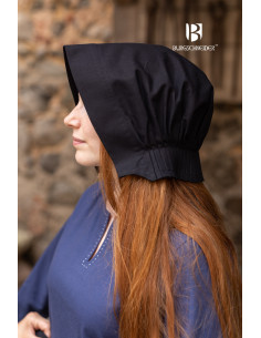 Cappellino medievale da donna con cuffia Helga, colore nero 2