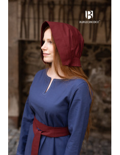 Cappello da donna medievale Bonnet Helga, colore bordeaux 2