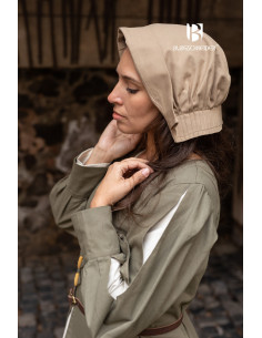 Cappello medievale Bonnet donna Helga, color canapa 2