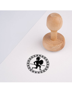 Antica Grecia Timbro a inchiostro e Timbro con Guerriero,...