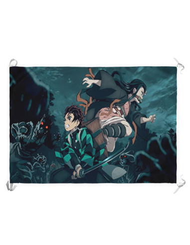 Stendardo-Bandiera Demon Slayer di Tanjiro e Nezuko (70x100 cm.)
 Materiale-Raso