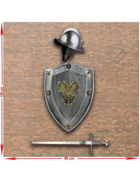 Panoplia di Carlo V con elmo, scudo e...