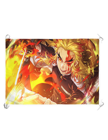 Stendardo-Bandiera Demon Slayer di Rengoku Kyoujurou (70x100 cm.)
 Materiale-Raso