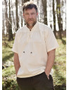Camicia estiva medievale a maniche corte, colore bianco naturale