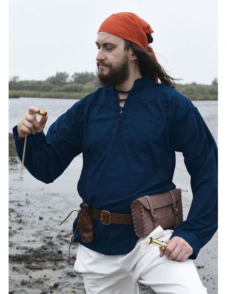 Camicia blu pirata Ludwig in cotone