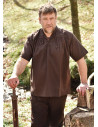 Camicia estiva medievale a maniche corte, marrone
