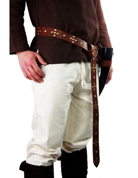 Cintura in pelle vichinga con rivetti...