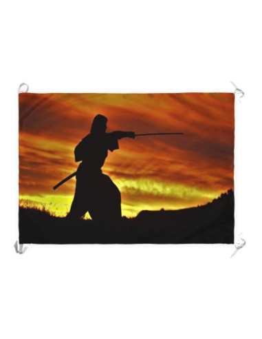 Gonfalone-Bandiera Spirito e Coraggio dell'ultimo Samurai (70x100 cm.)
 Materiale-Raso