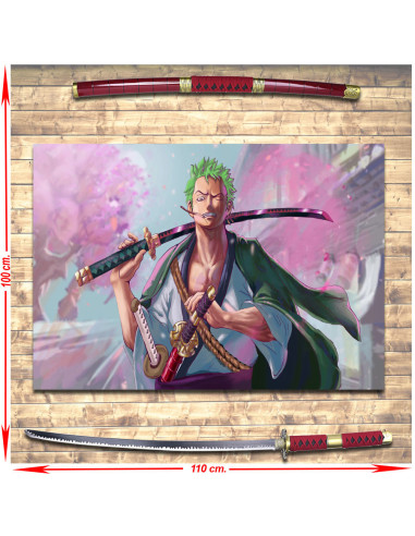 Panoplia composta dalla Katana Zoro di One Piece + Banner