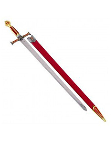 Spada Templare d'oro, manico rosso e oro